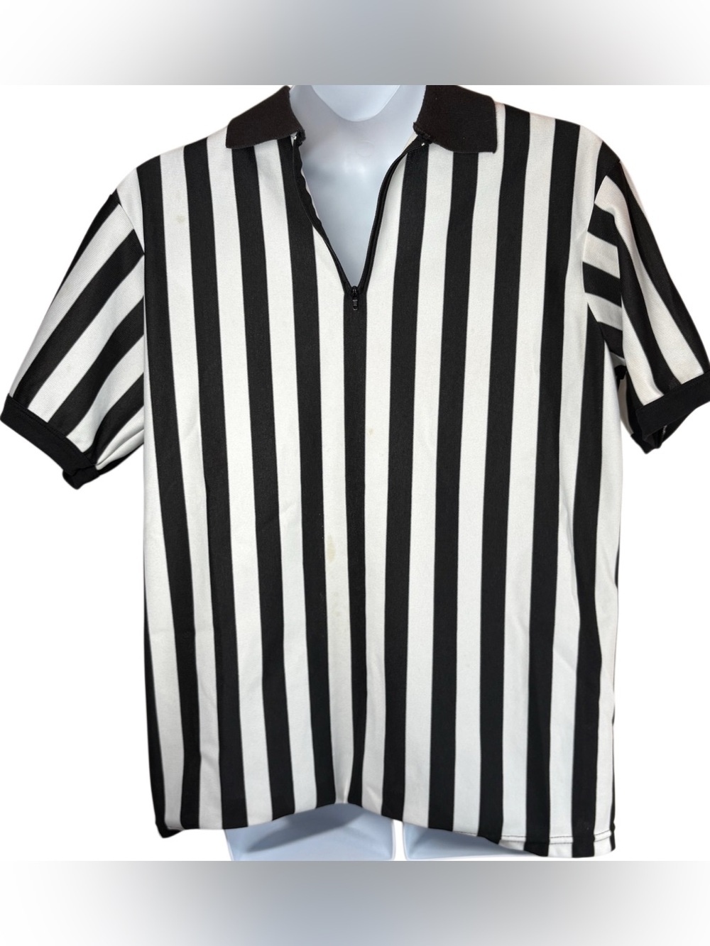 Striped Referee Collared Shirt Size XL Sleeve Logo